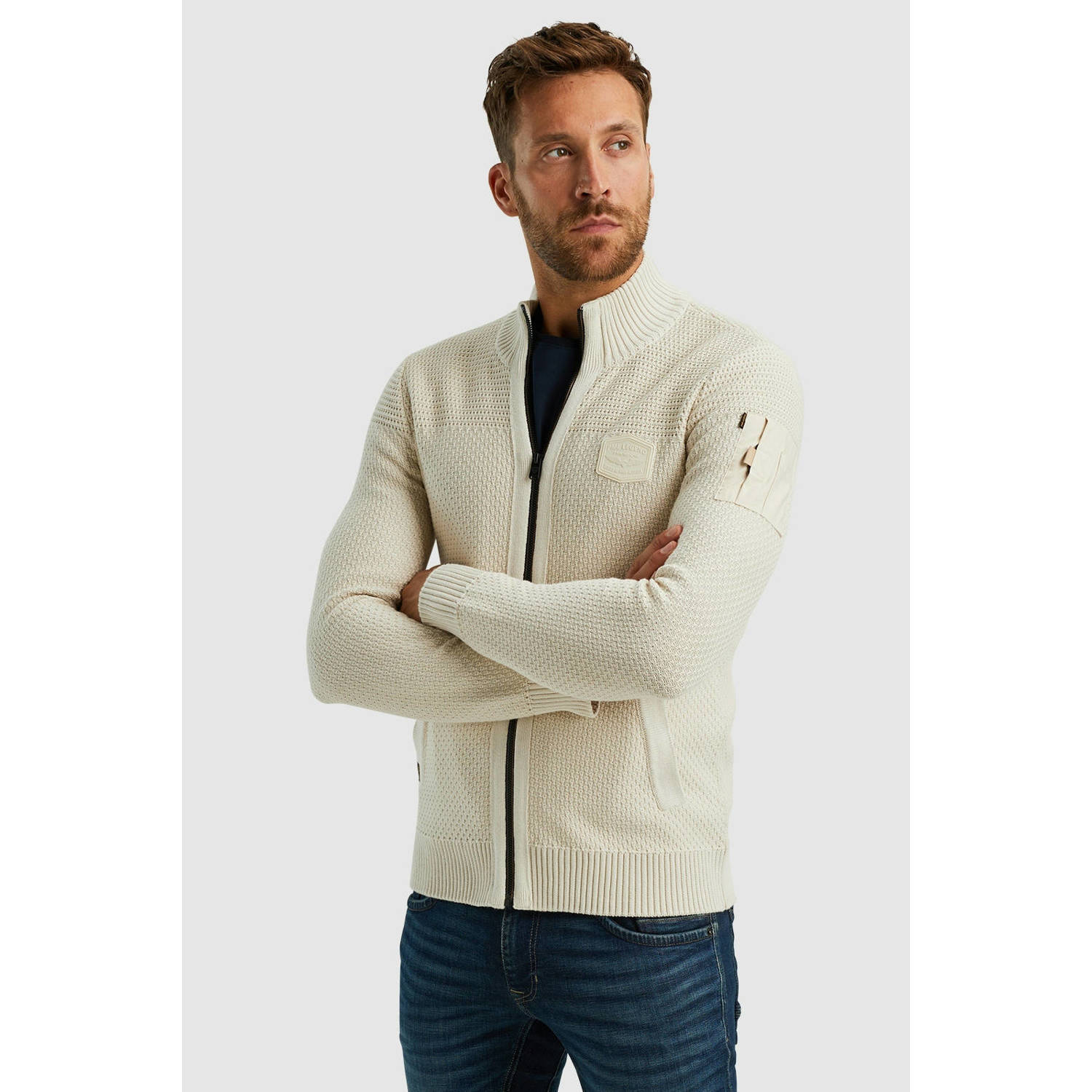 PME Legend gebreid vest ecru
