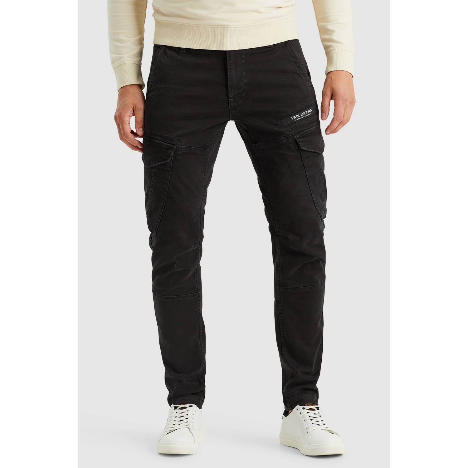 PME Legend tapered fit cargo broek NORDROP washed black denim