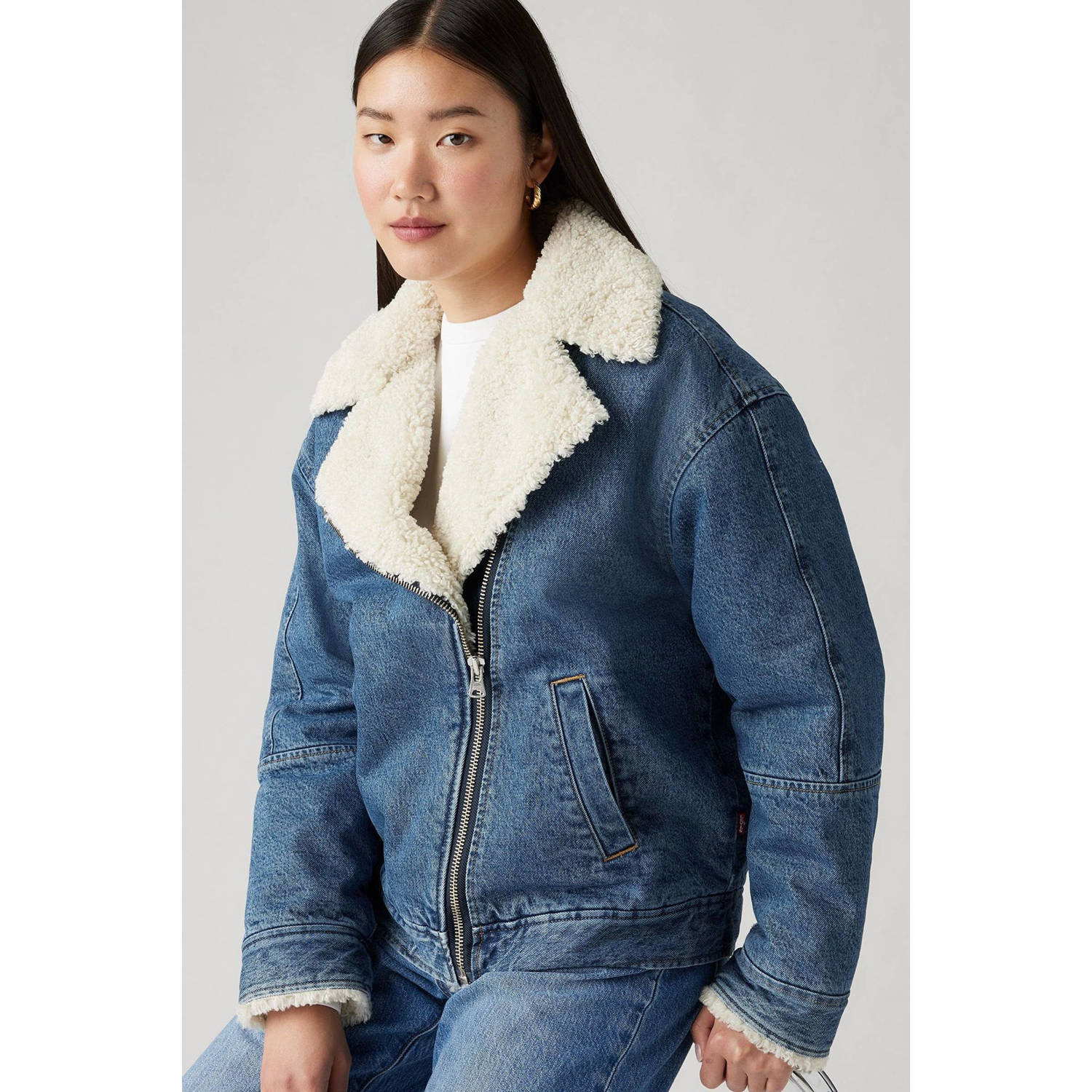 Levi's Sherpa Flight Jacket Blue Dames