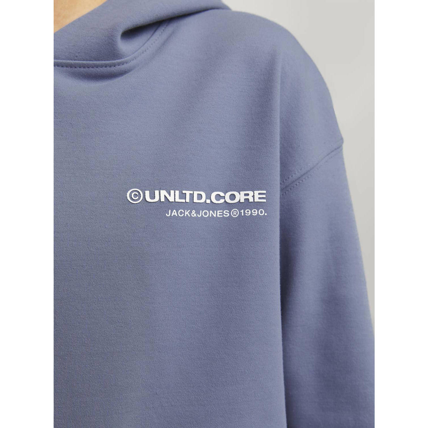 JACK & JONES JUNIOR hoodie JCOAERO met tekst zachtblauw