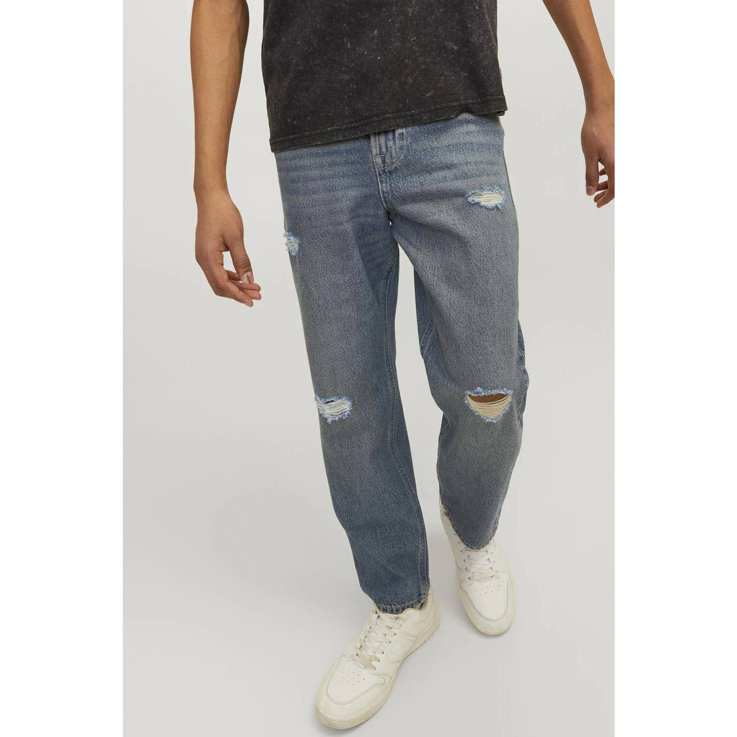 Jack & jones JUNIOR loose fit jeans JJICHRIS JJORIGINAL blue denim Blauw Jongens Katoen 128