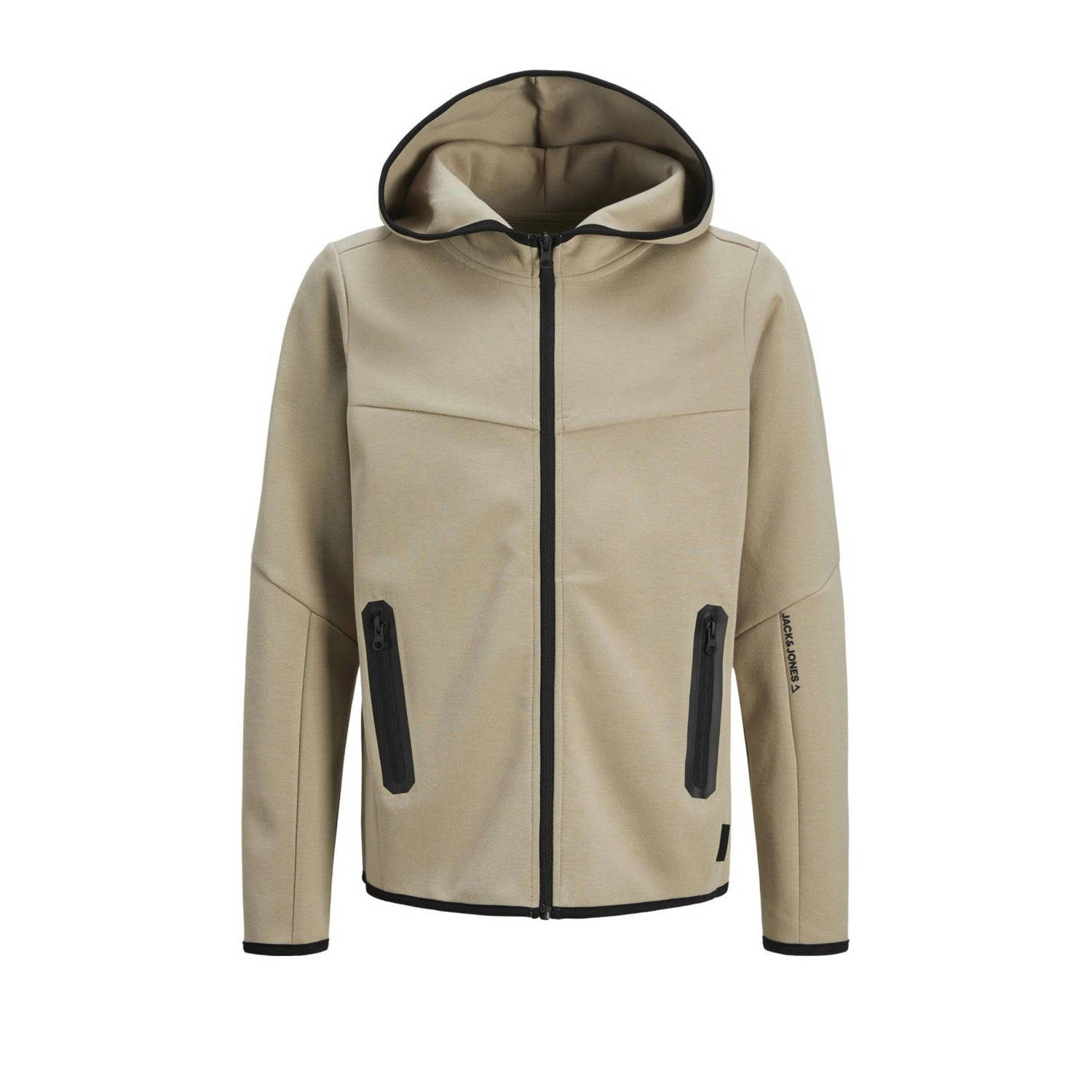 Jack & jones JUNIOR vest JCOFUSION beige Jongens Polyester Capuchon Effen 128