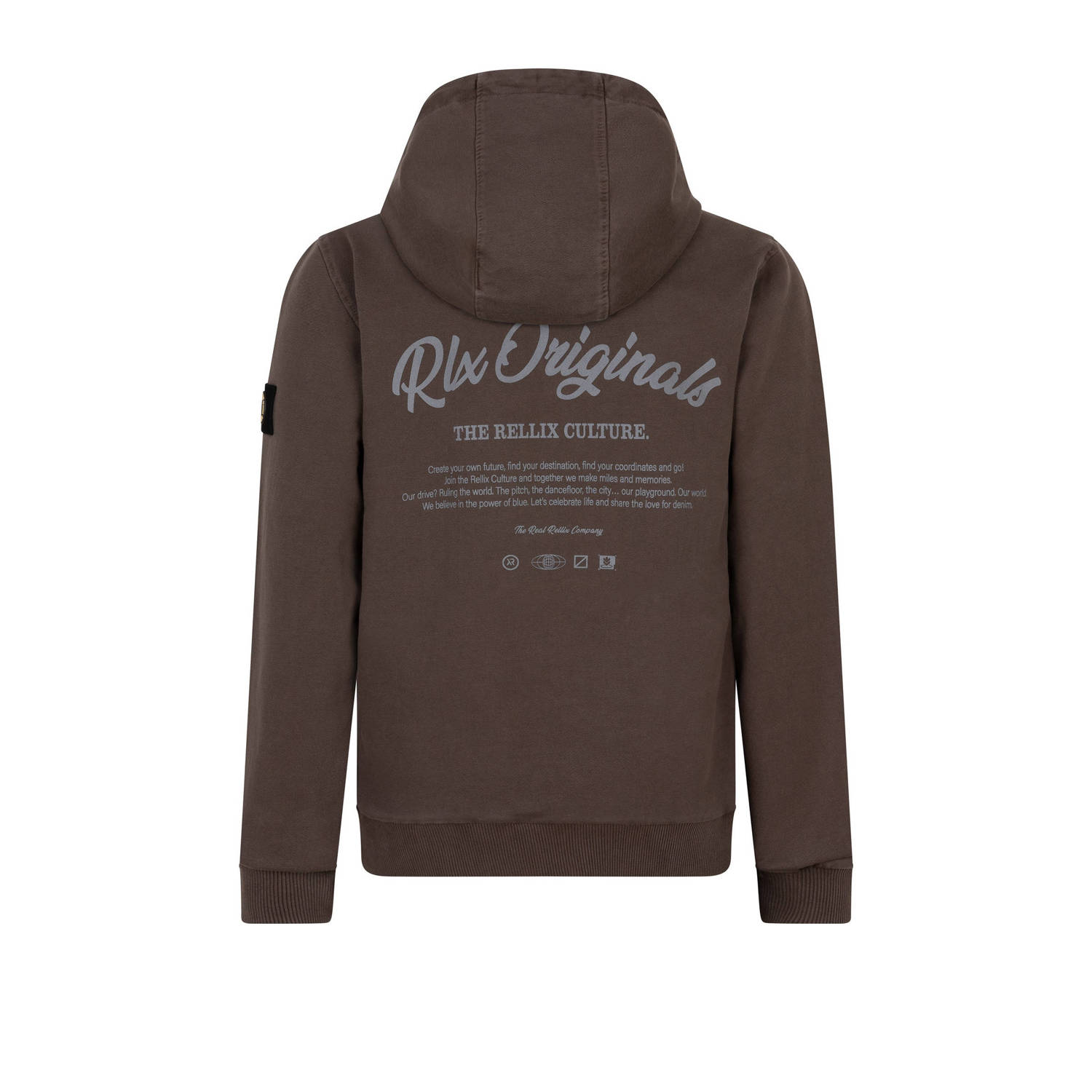 Rellix hoodie met backprint donkerbruin