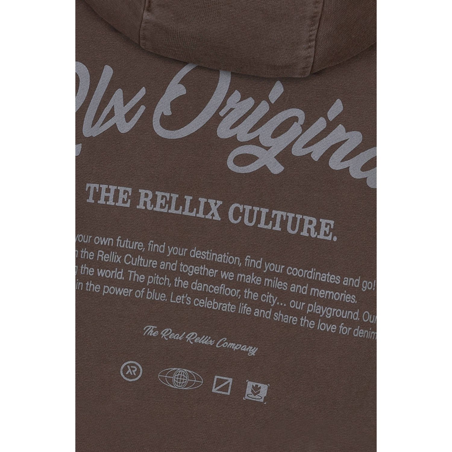 Rellix hoodie met backprint donkerbruin