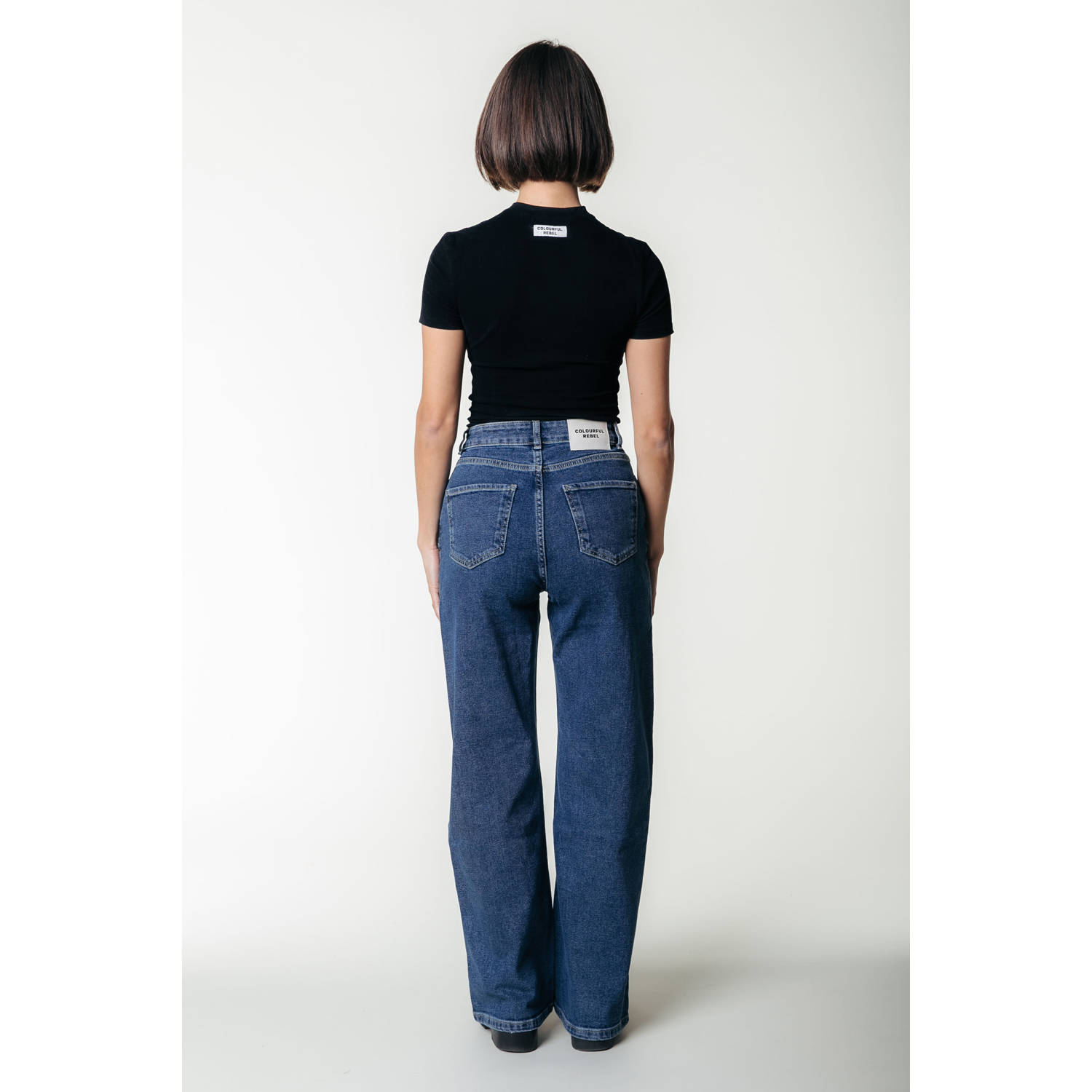Colourful Rebel high waist straight leg jeans Gaias High Rise medium blue denim
