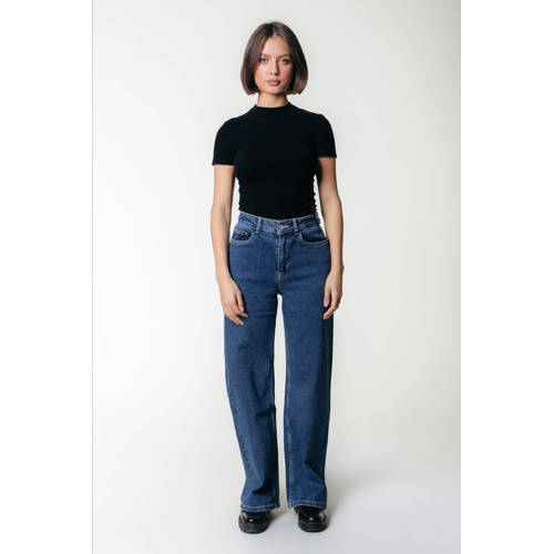 Colourful Rebel high waist straight leg jeans Gaias High Rise medium blue denim afbeelding