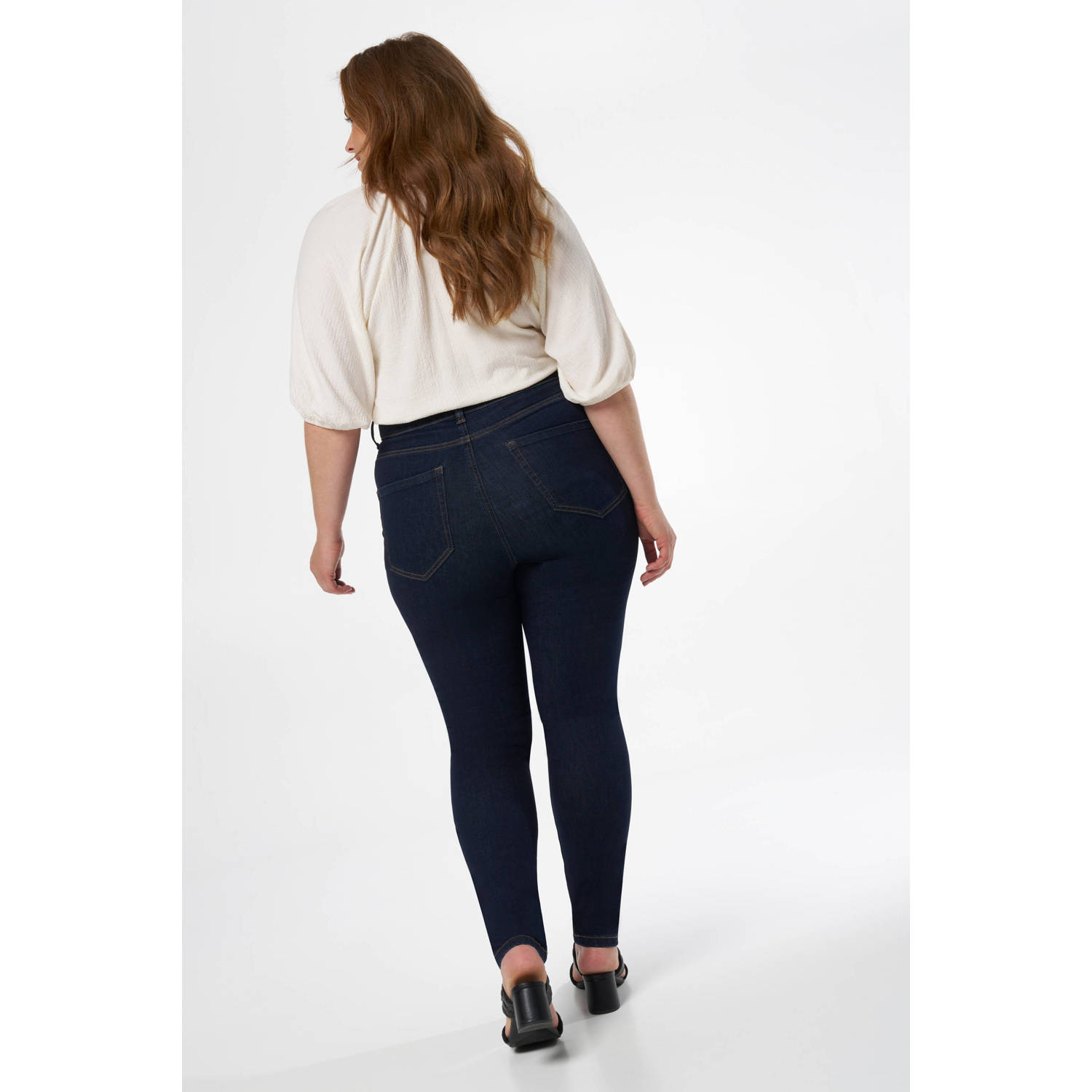 MS Mode high waist skinny jeans dark blue denim