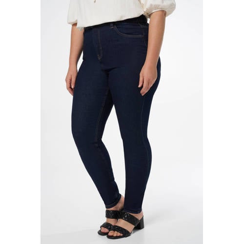 MS Mode high waist skinny jeans dark blue denim afbeelding