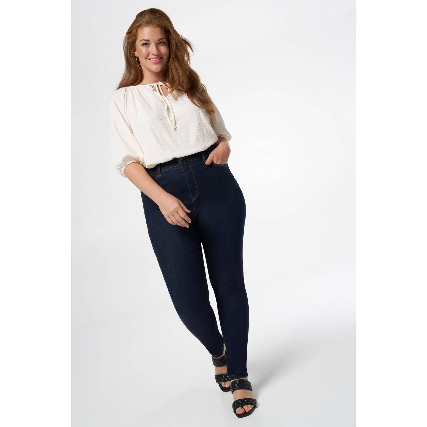 MS Mode high waist skinny jeans dark blue denim
