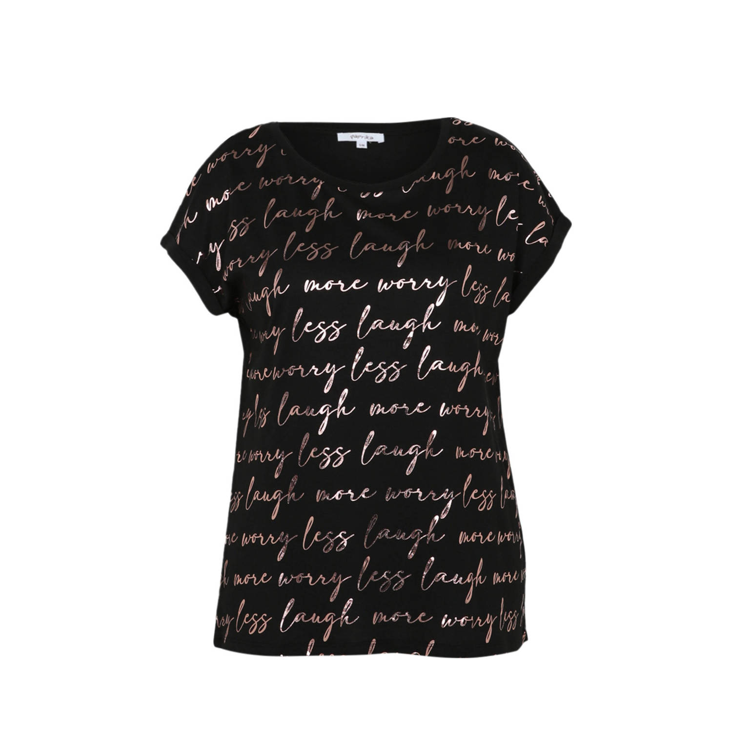 Paprika metallic top met all over print zwart