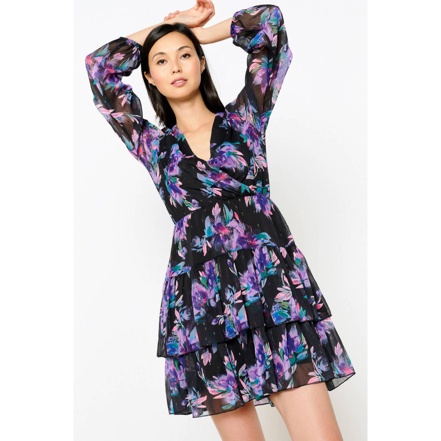 LOLALIZA jurk met all over print zwart