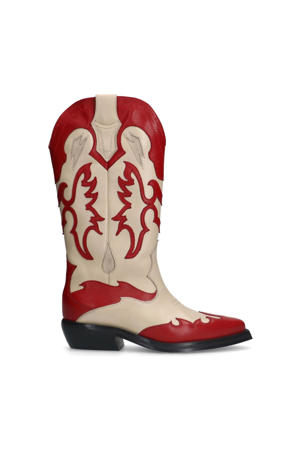   leren cowboylaarzen rood/wit