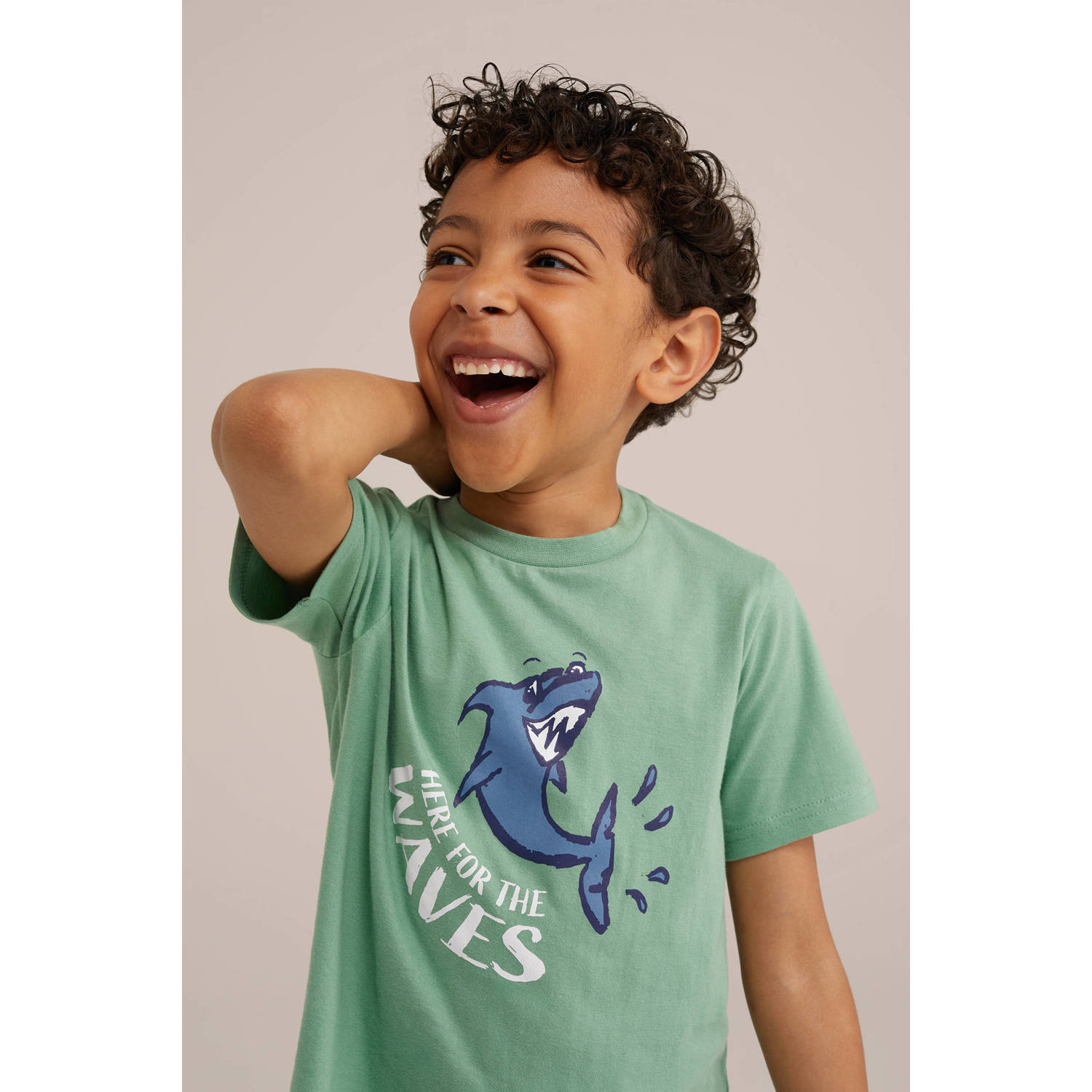 WE Fashion T-shirt met printopdruk lichtgroen