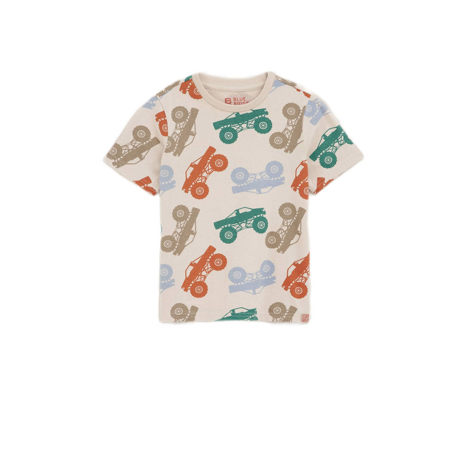 WE Fashion T-shirt met all over print beige