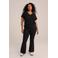 WE Fashion Curve top met ingebreid patroon zwart