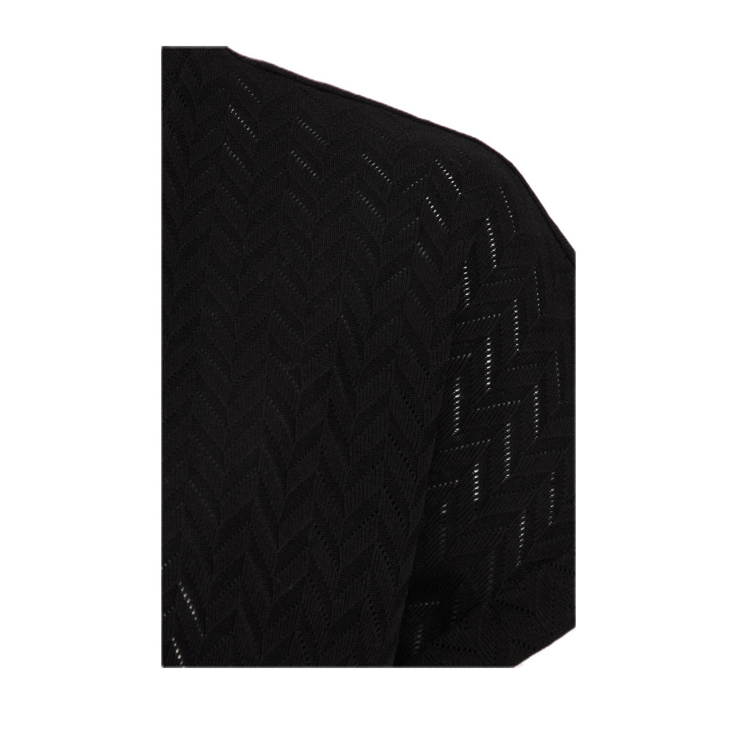 WE Fashion Curve top met ingebreid patroon zwart