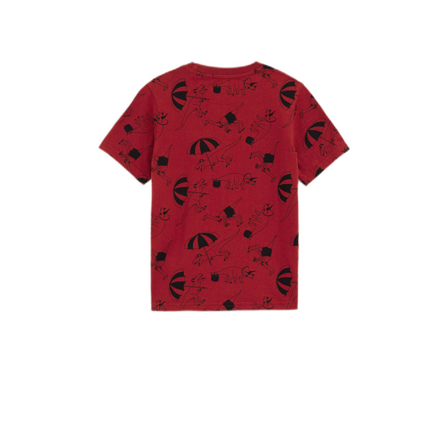WE Fashion T-shirt met all over print donkerrood