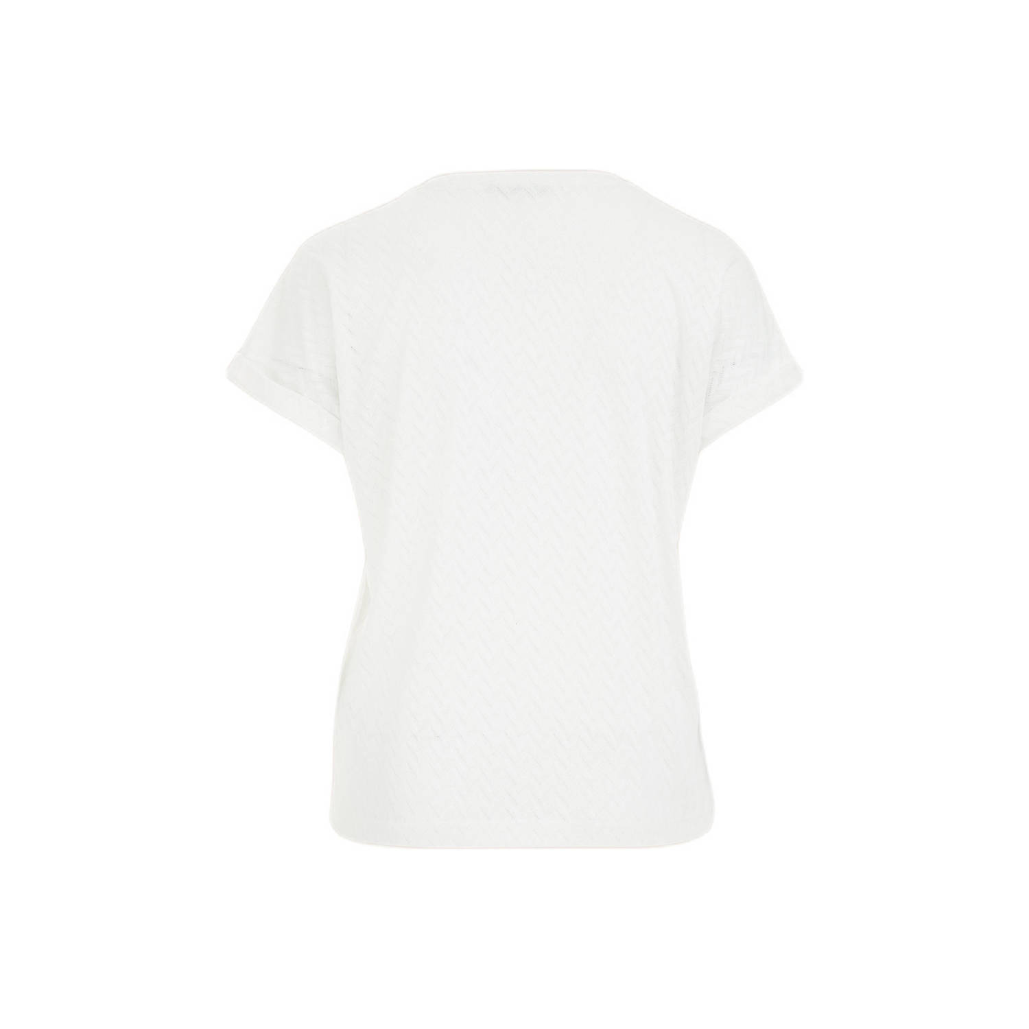 WE Fashion Curve top met ingebreid patroon wit