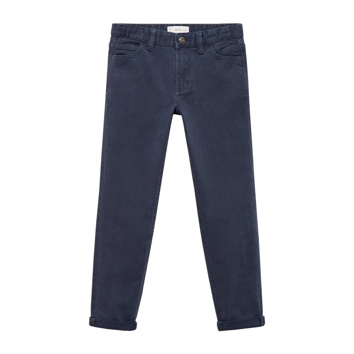 Mango Kids regular fit broek donkerblauw Jongens Stretchkatoen Effen 116