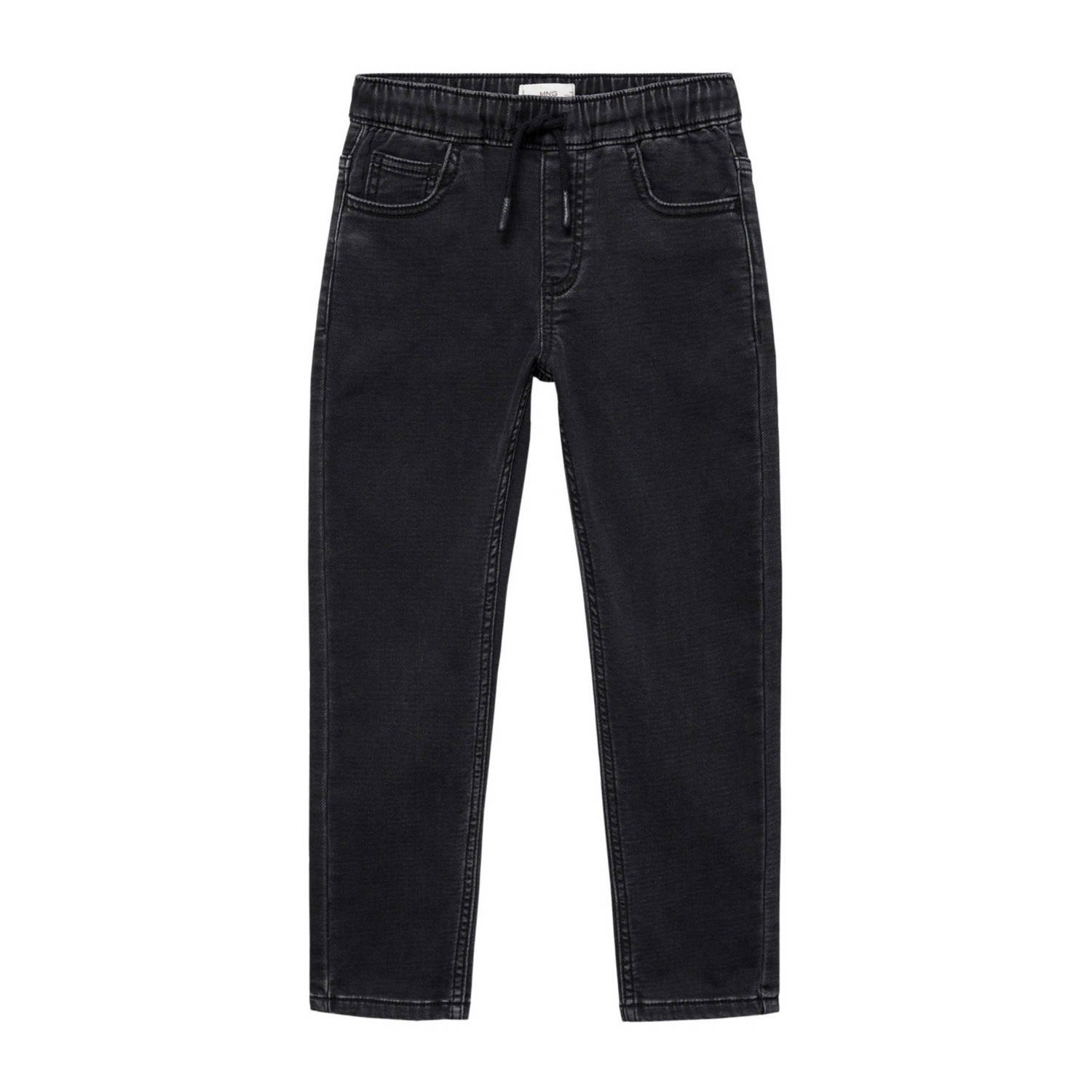 Mango Kids slim fit jeans black Zwart Jongens Stretchdenim Effen 116