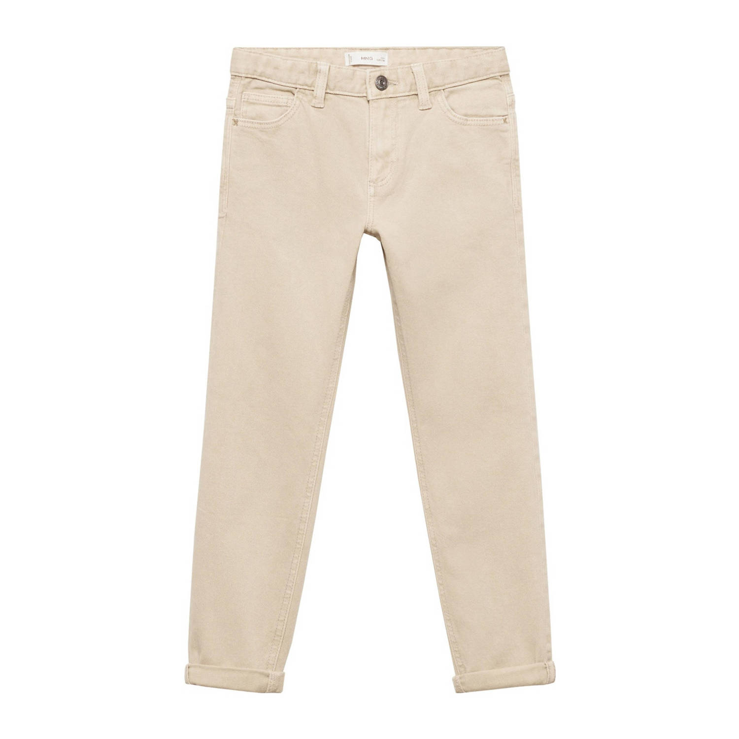 Mango Kids regular fit broek lichtbeige Jongens Stretchkatoen Effen 116