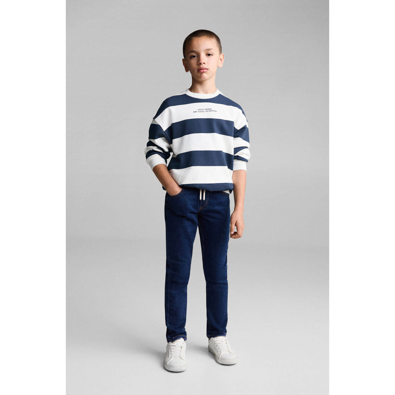 Mango Kids slim fit jeans dark blue