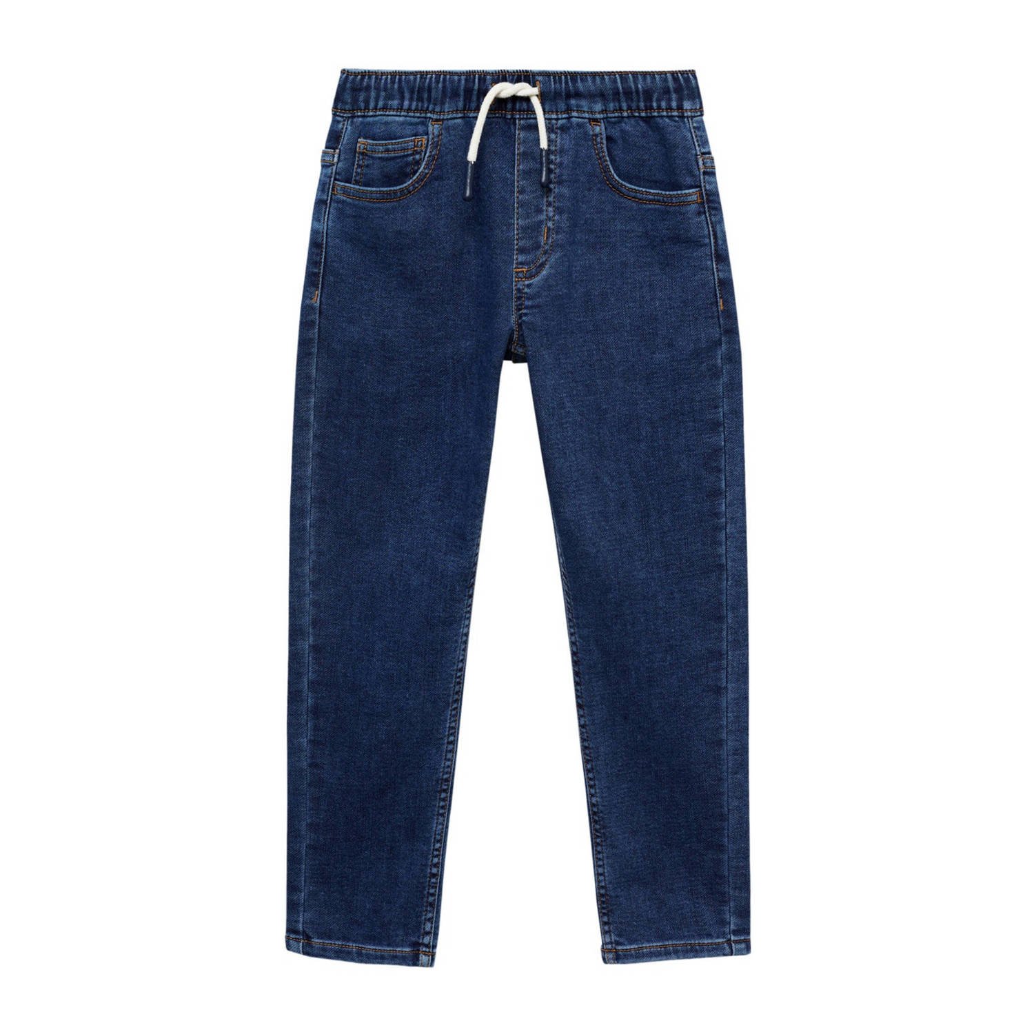 Mango Kids slim fit jeans dark blue Blauw Jongens Stretchdenim Effen 116