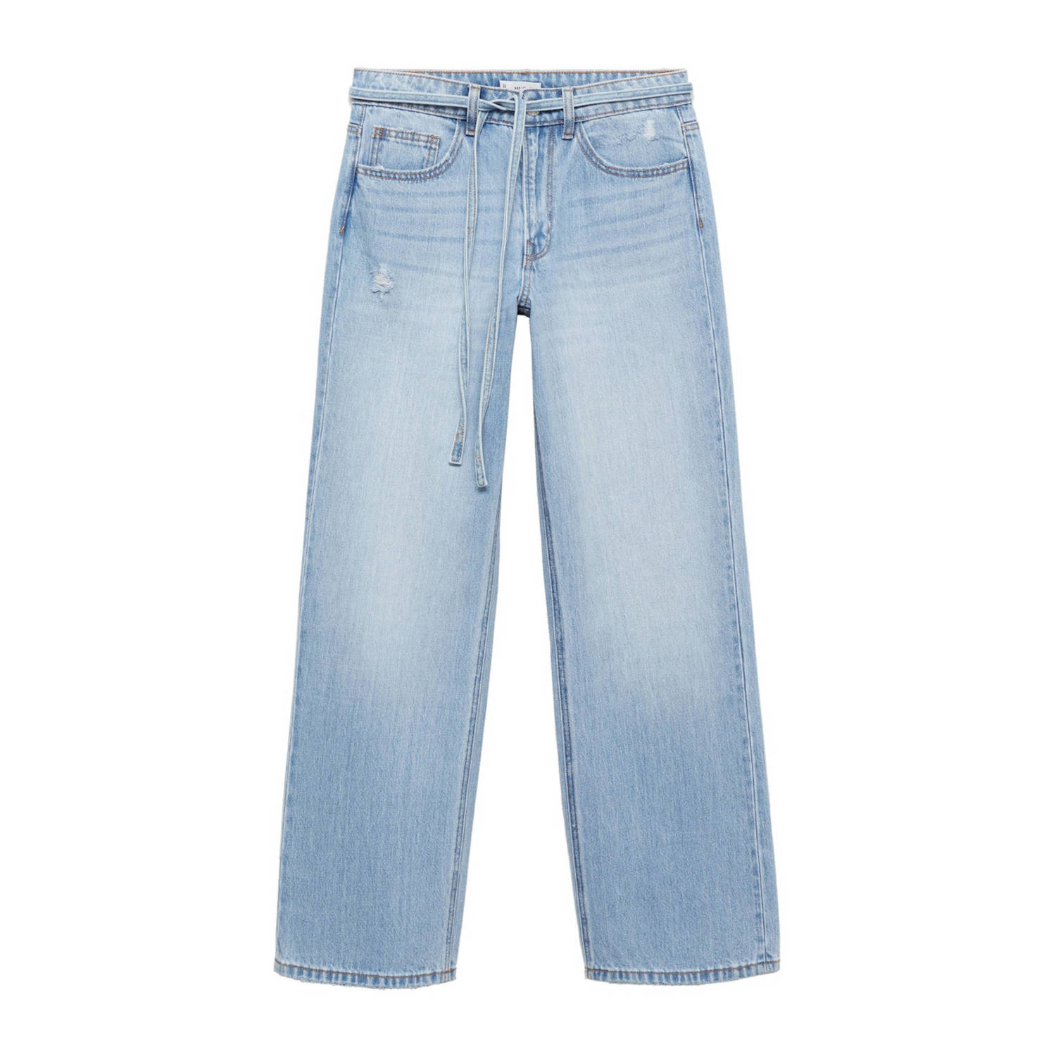 Mango Kids wide leg jeans lichtblauw Meisjes Katoen Effen 152(XXS)