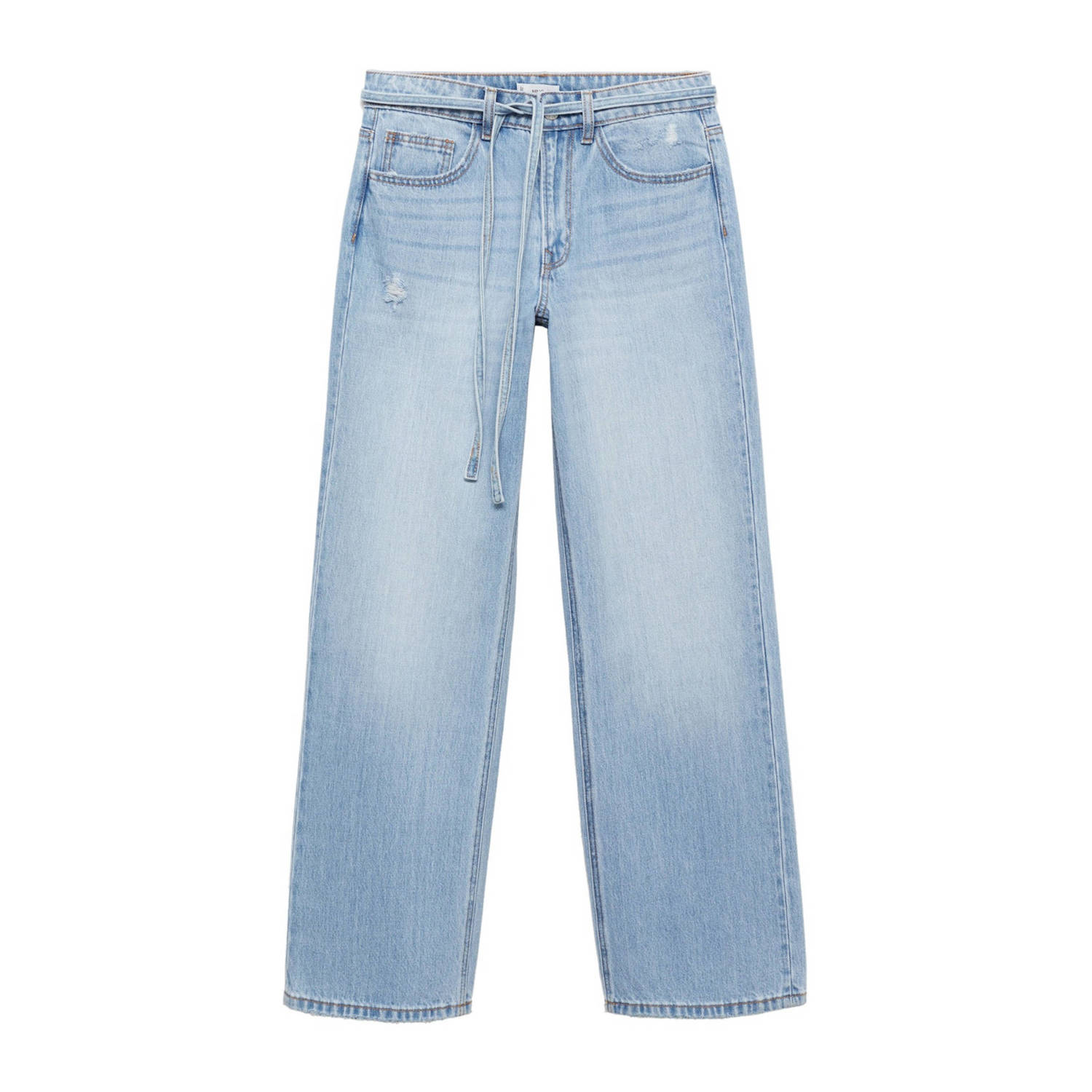 MANGO TEENS wide leg jeans lichtblauw Meisjes Katoen Effen 152(XXS)