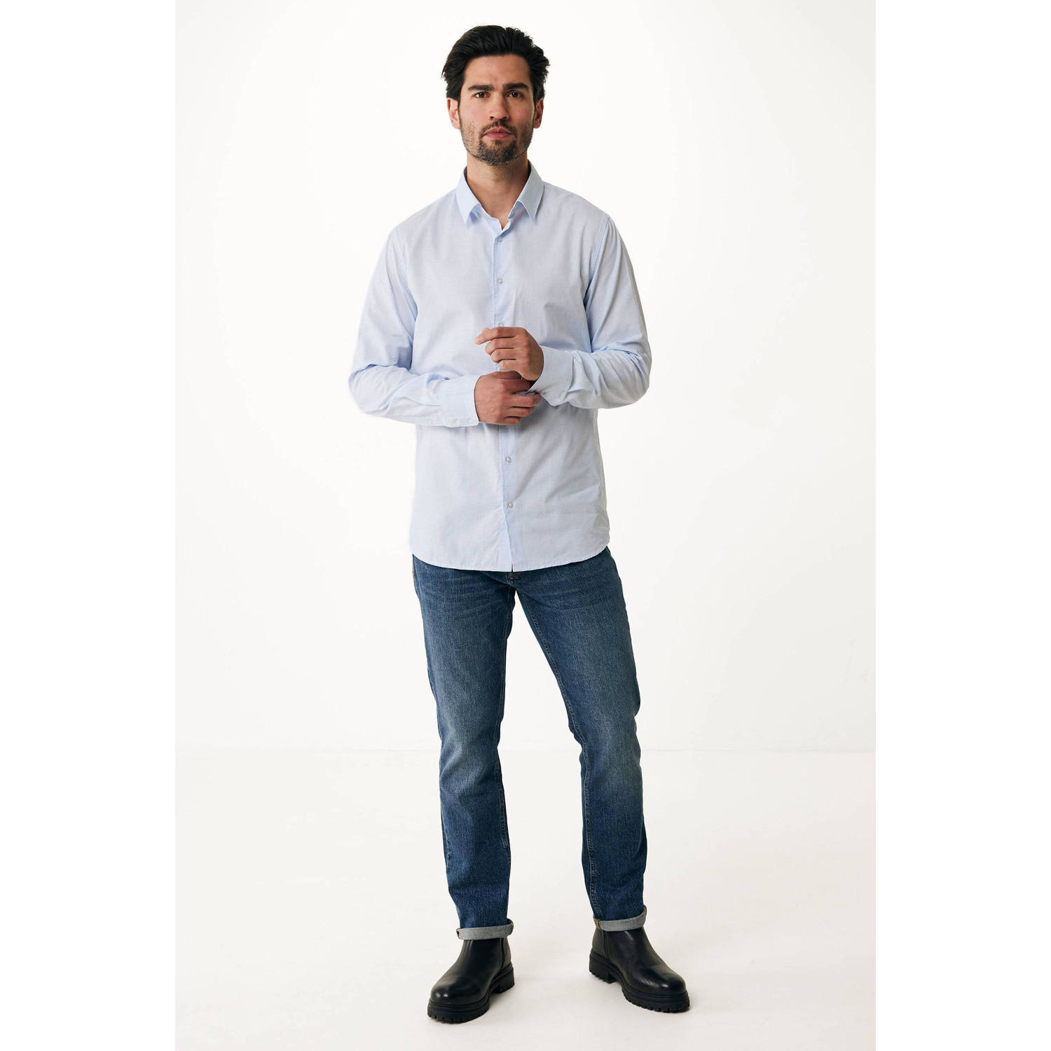 Mexx geruit regular fit overhemd medium blue