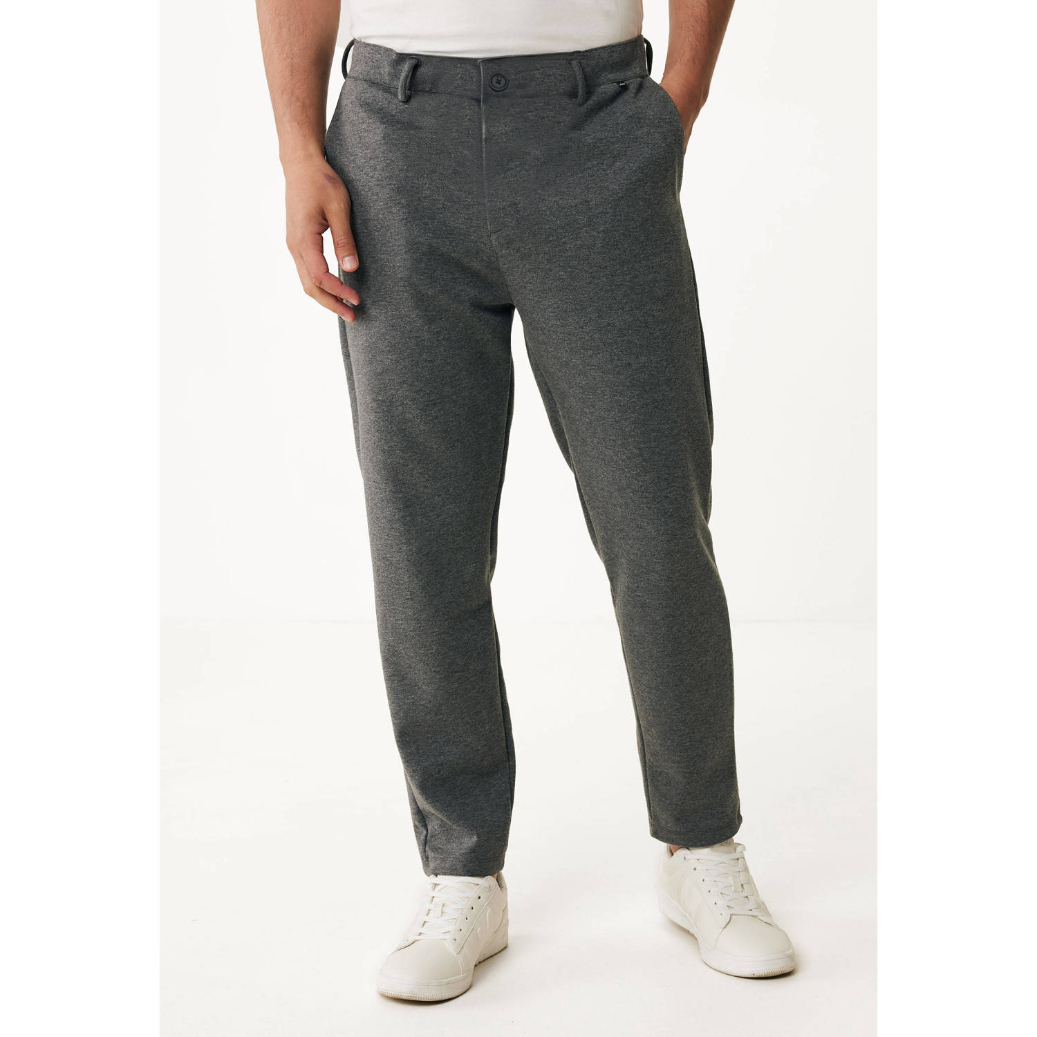 Mexx gemêleerde regular fit jersey broek anthracite melee