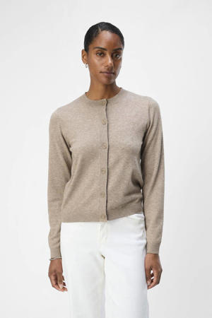 gebreid vest OBJTHESS taupe