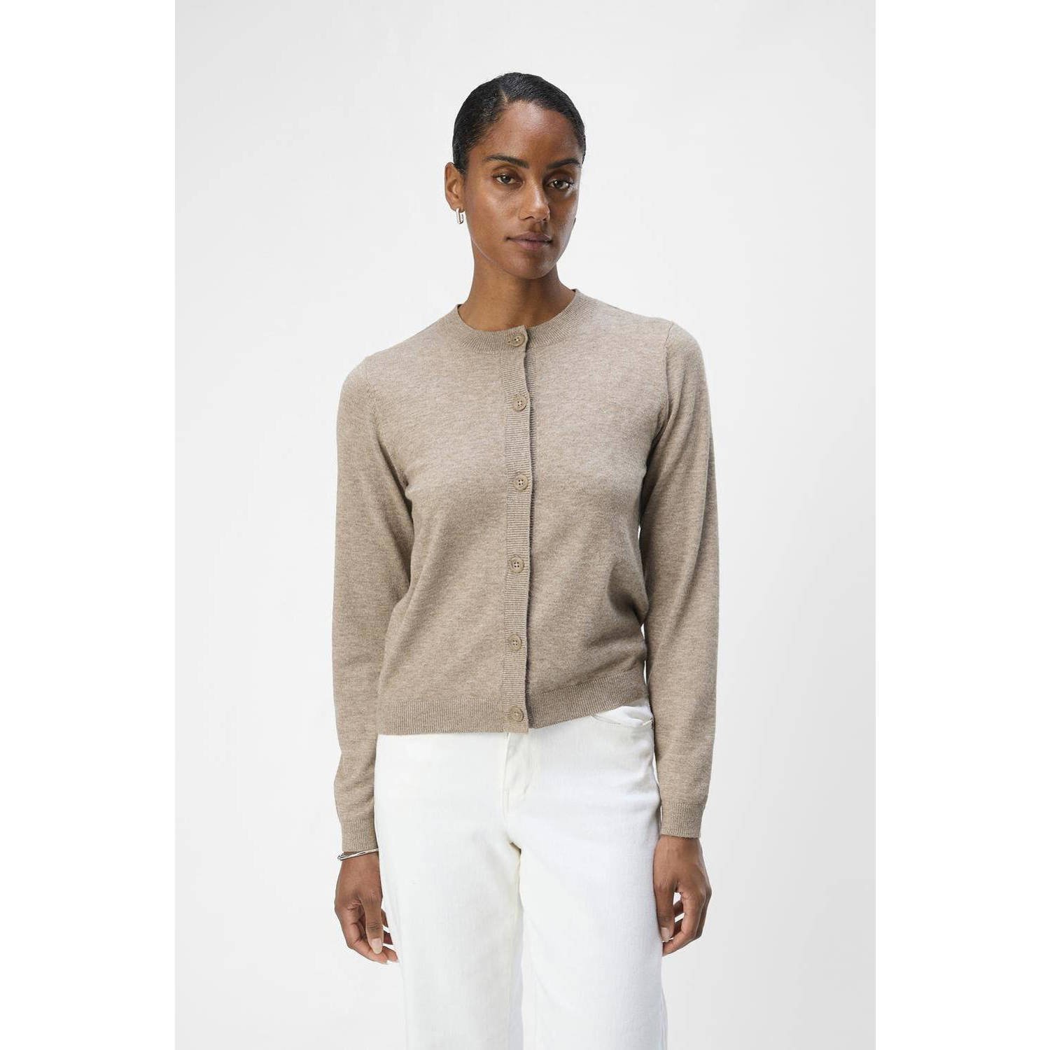 OBJECT gebreid vest OBJTHESS taupe
