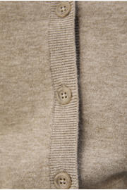 thumbnail: Taupe dames OBJECT gebreid vest van viscose met effen, lange mouwen, ronde hals en knoopsluiting