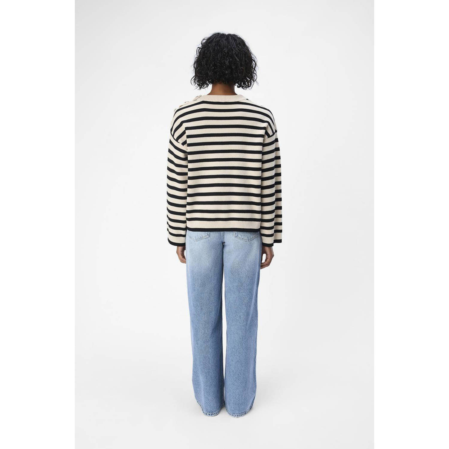 OBJECT gestreepte trui OBJELLY beige zwart