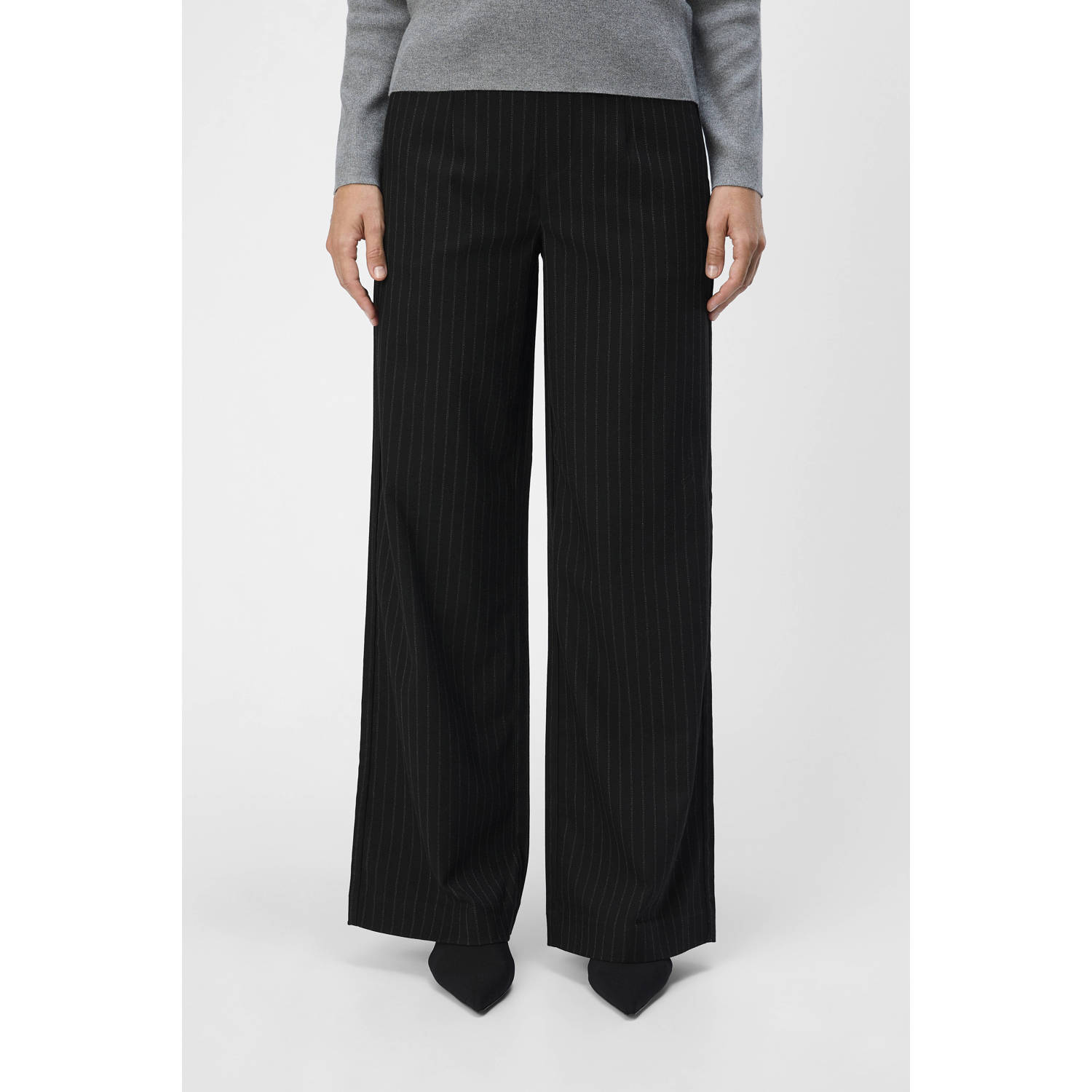 OBJECT wide leg pantalon met krijtstreep OBJLISA