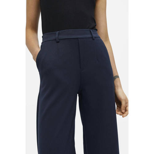 OBJECT wide leg pantalon OBJLISA donkerblauw afbeelding