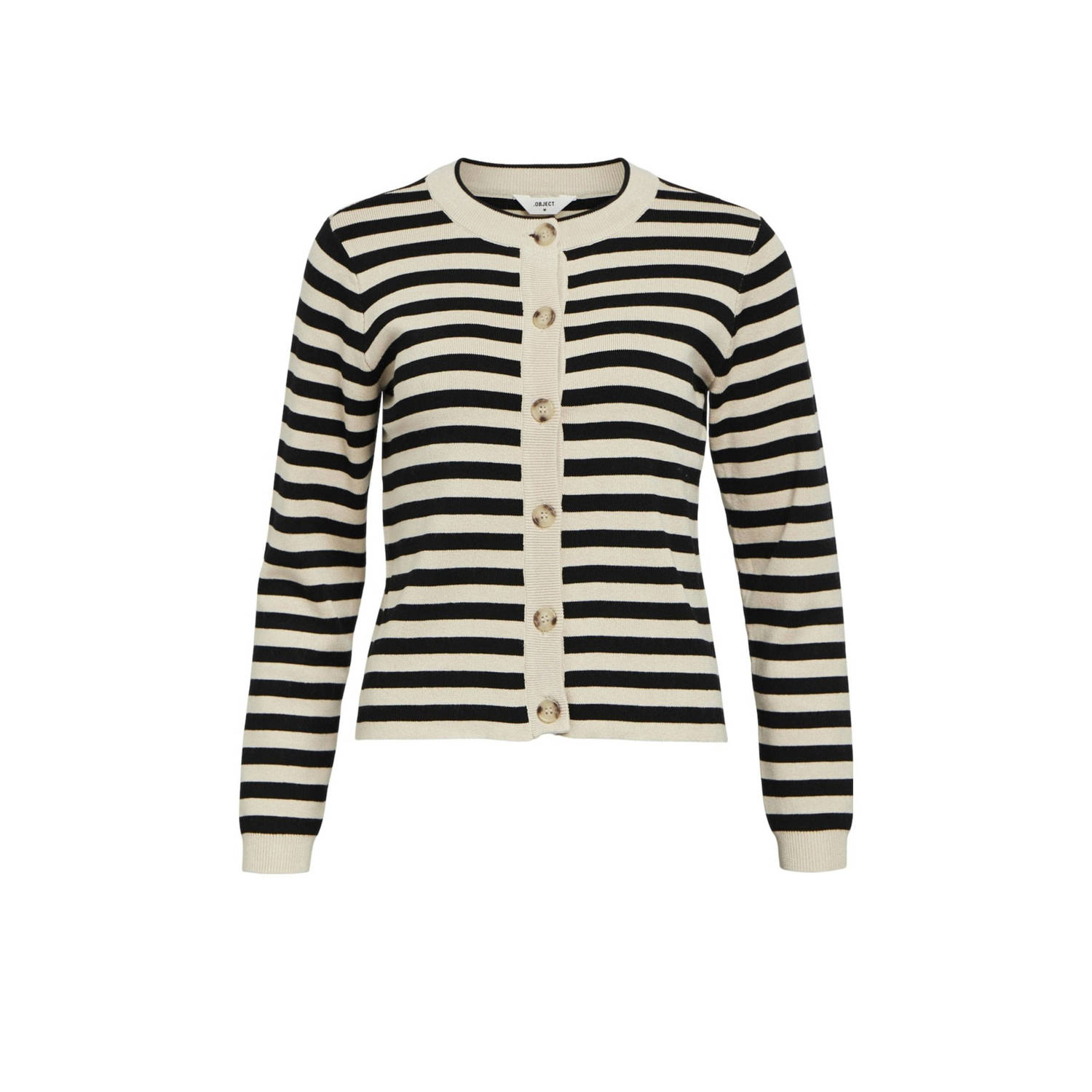 OBJECT gestreep vest OBJESTER beige zwart