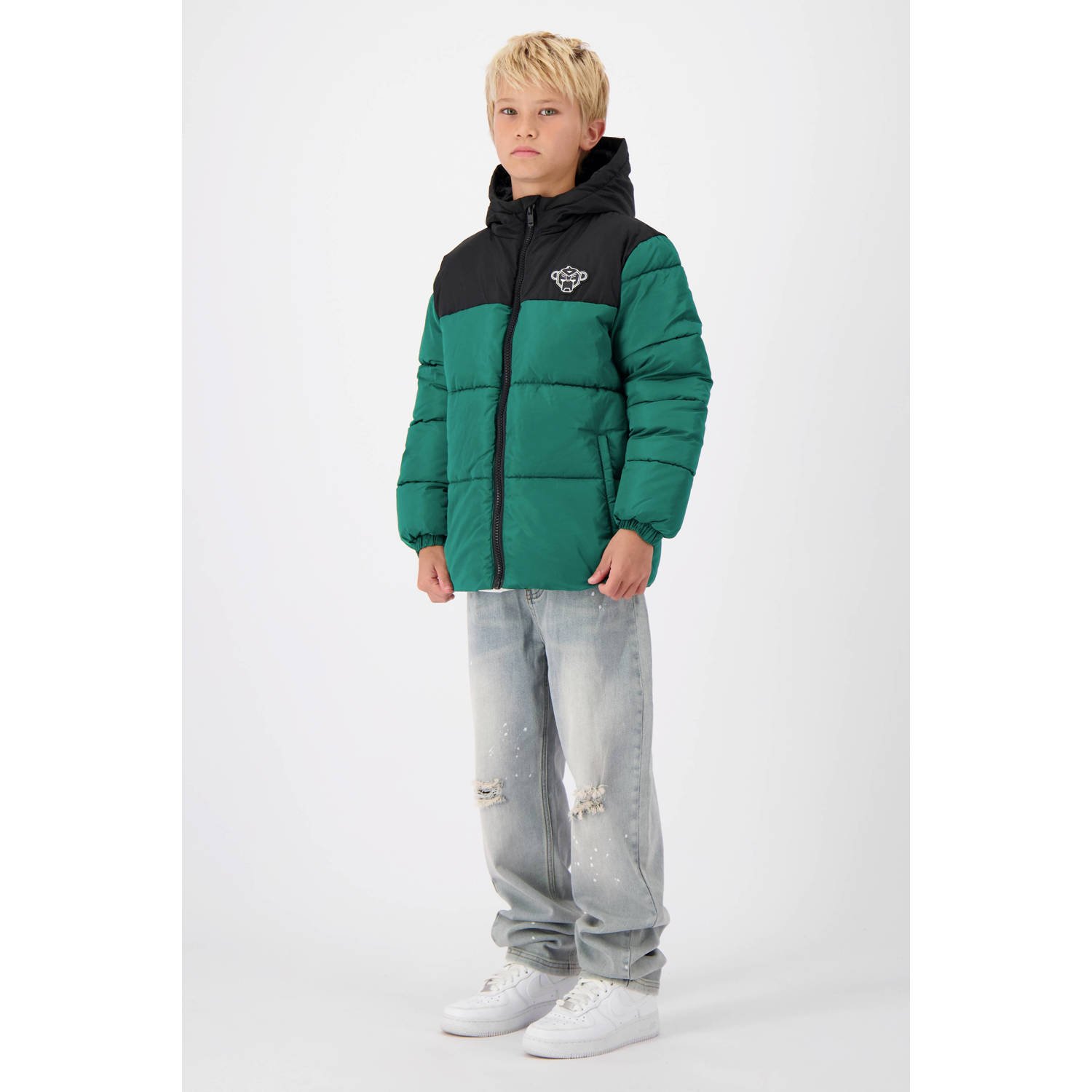 BLACK BANANAS gewatteerde winterjas JR. PEEK PUFFER JACKET diepgroen zwart