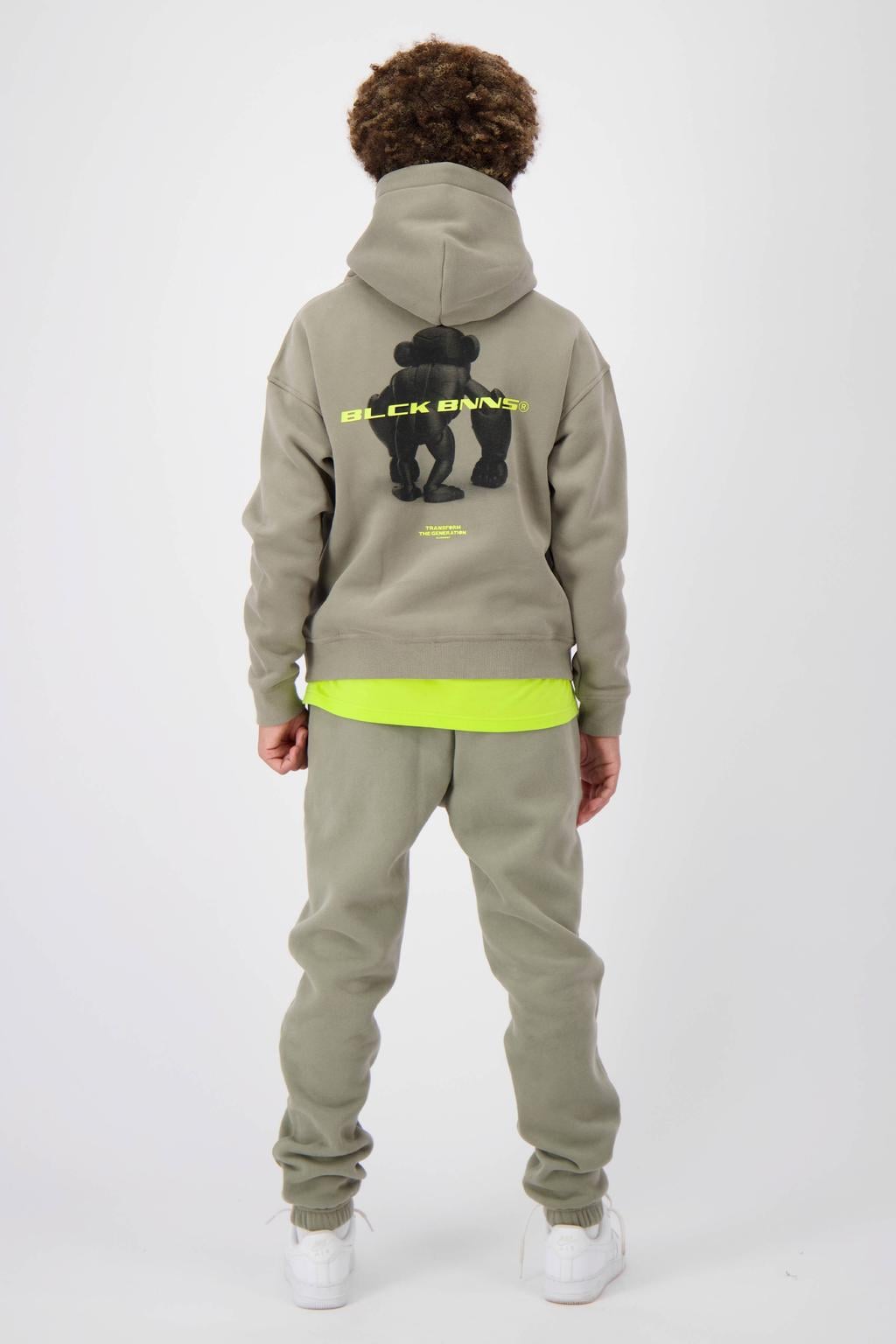 Groene jongens BLACK BANANAS hoodie van sweat materiaal met lange mouwen en capuchon