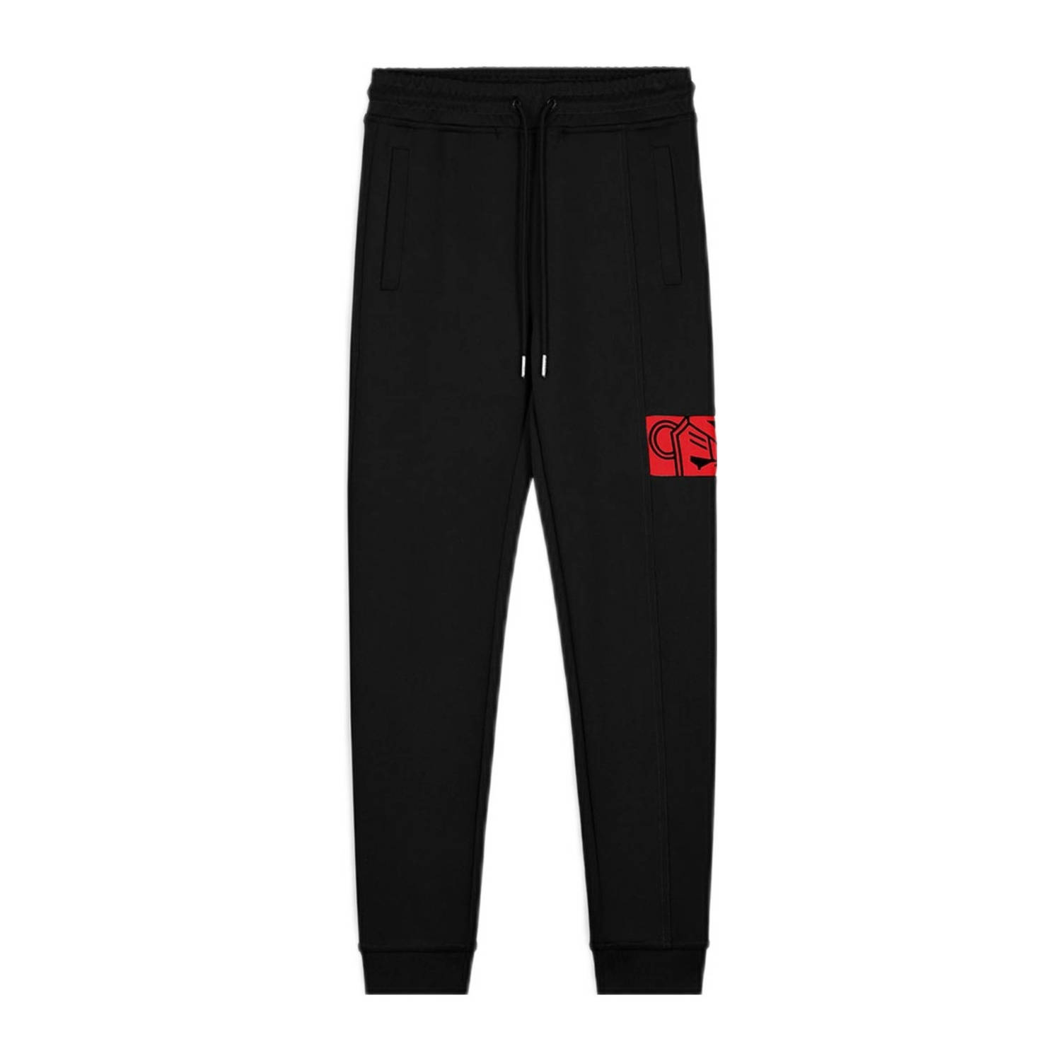 BLACK BANANAS regular fit joggingbroek JR. COMMANDER zwart rood