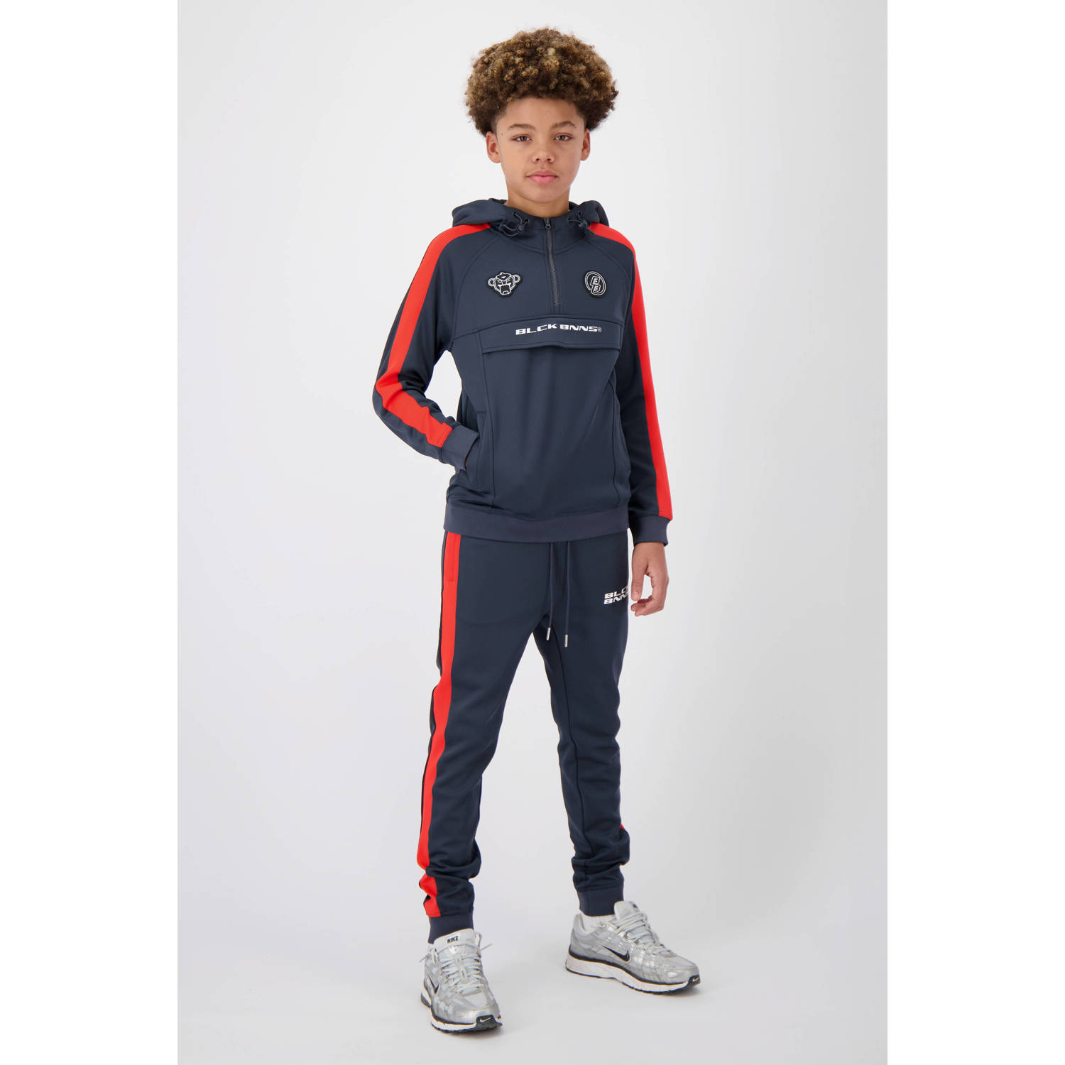 BLACK BANANAS hoodie JR. TRACE met 3D applicatie donkergrijs rood