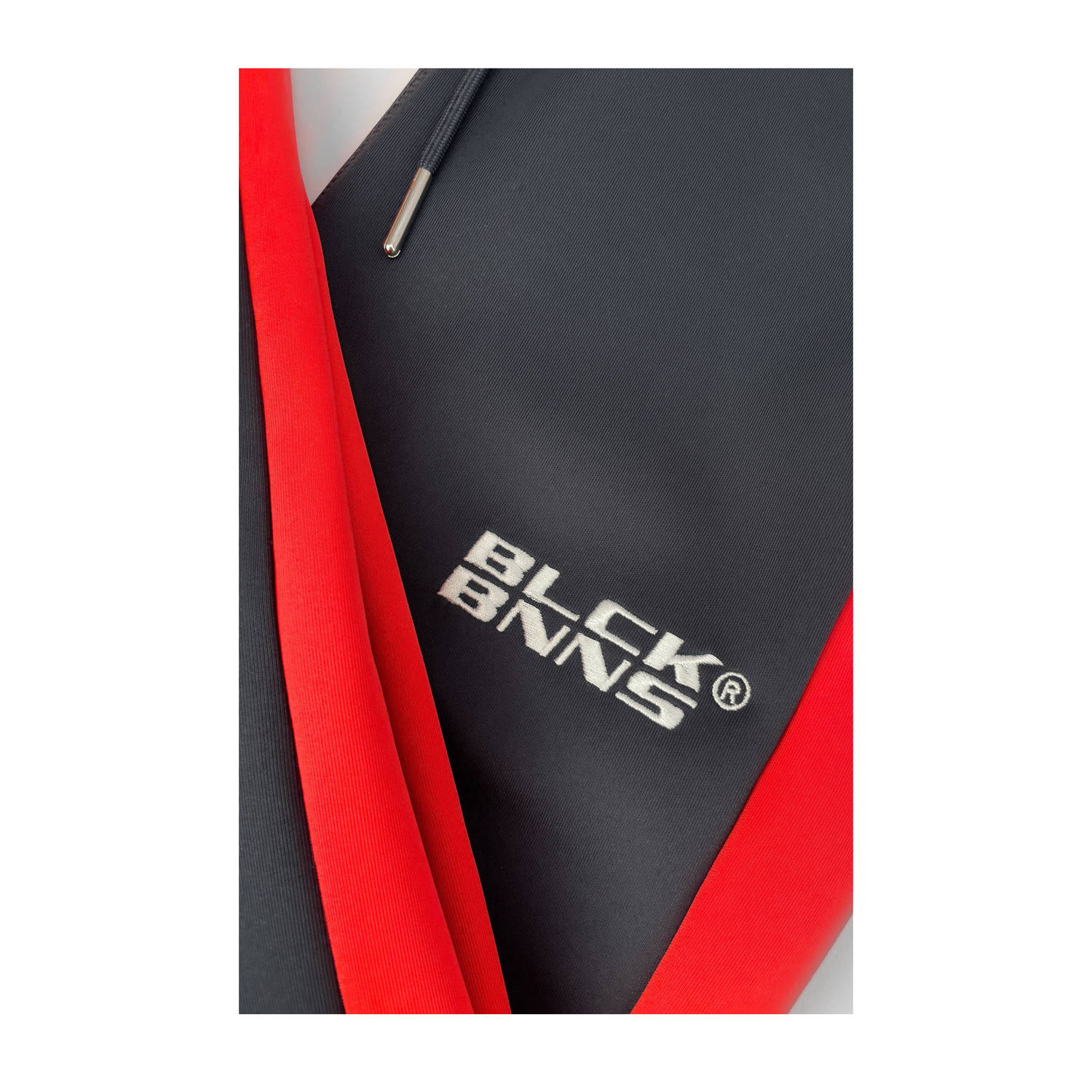 BLACK BANANAS regular fit joggingbroek JR. TRACE met zijstreep en borduursels donkergrijs rood