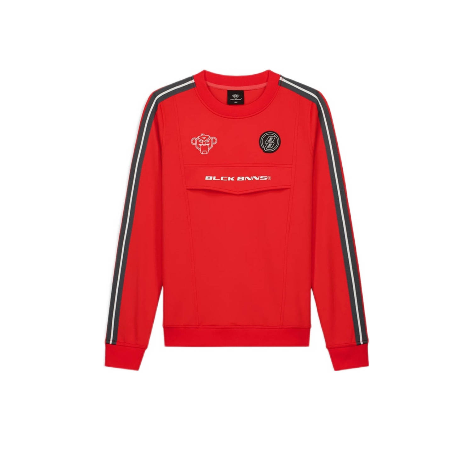 BLACK BANANAS sweater JR. TAPED ANORAK met contrastbies en 3D applicatie fel rood