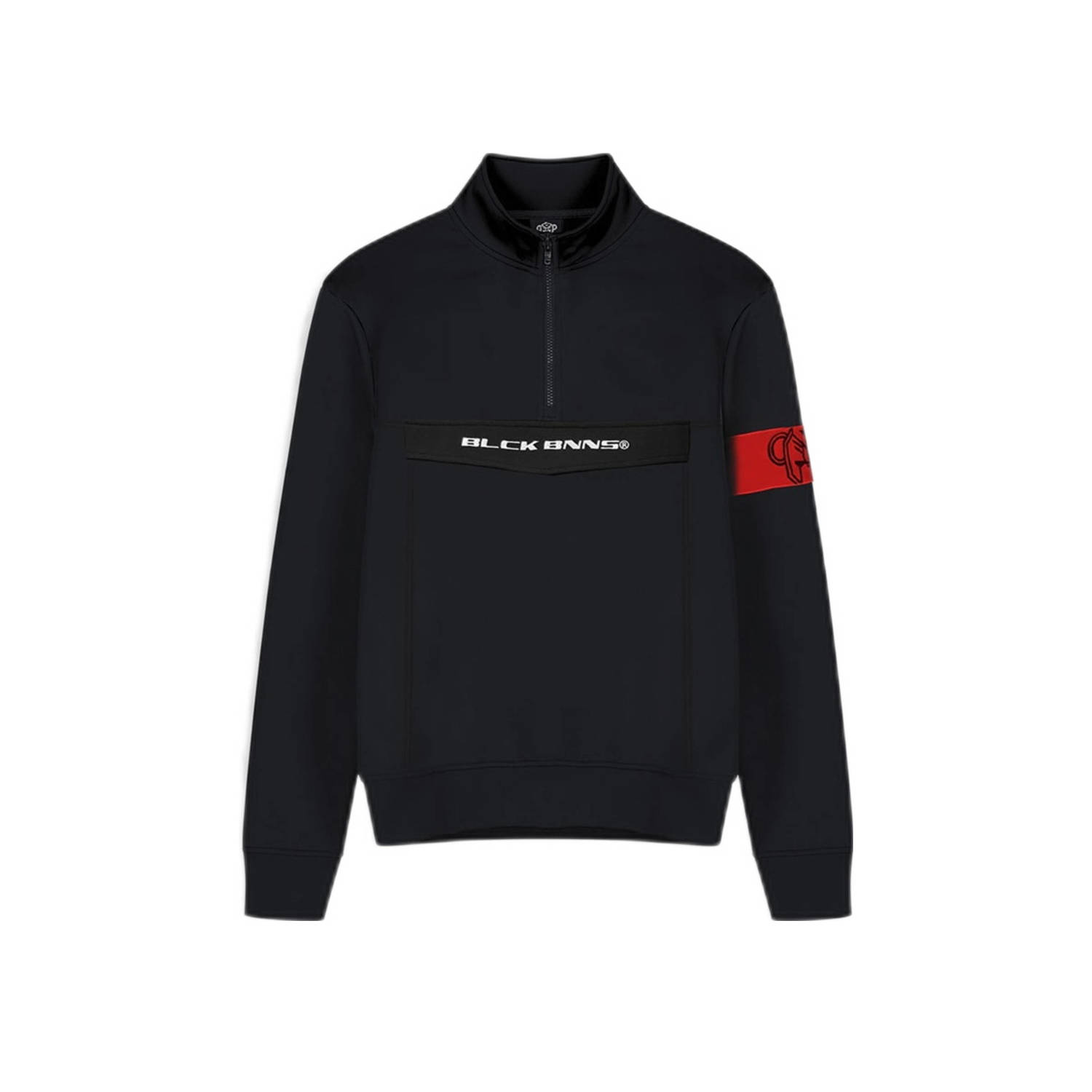 BLACK BANANAS sweater JR. COM DER TRACKTOP met contrastbies en borduursels zwart rood