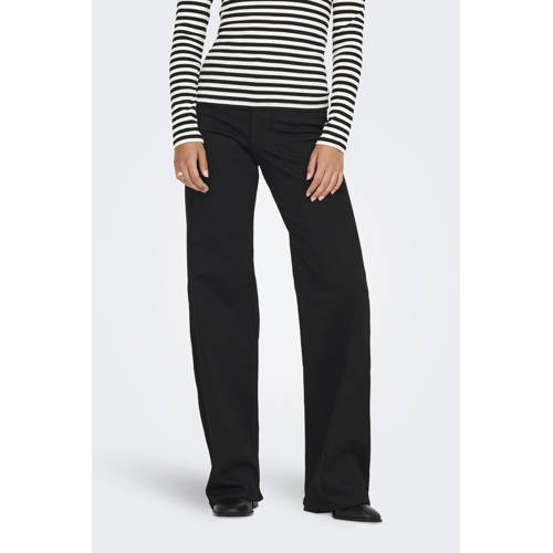ONLY high waist wide leg jeans ONLMADISON black denim afbeelding