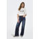 ONLY high waist wide leg jeans ONLMADISON dark blue denim