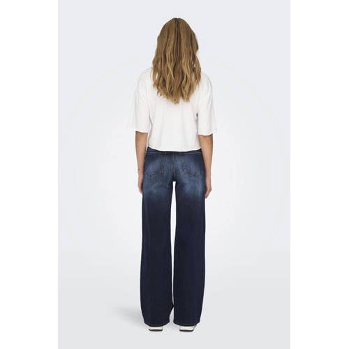 ONLY high waist wide leg jeans ONLMADISON dark blue denim afbeelding