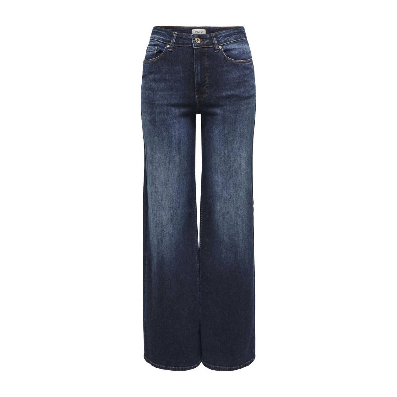 ONLY high waist wide leg jeans ONLMADISON dark blue denim