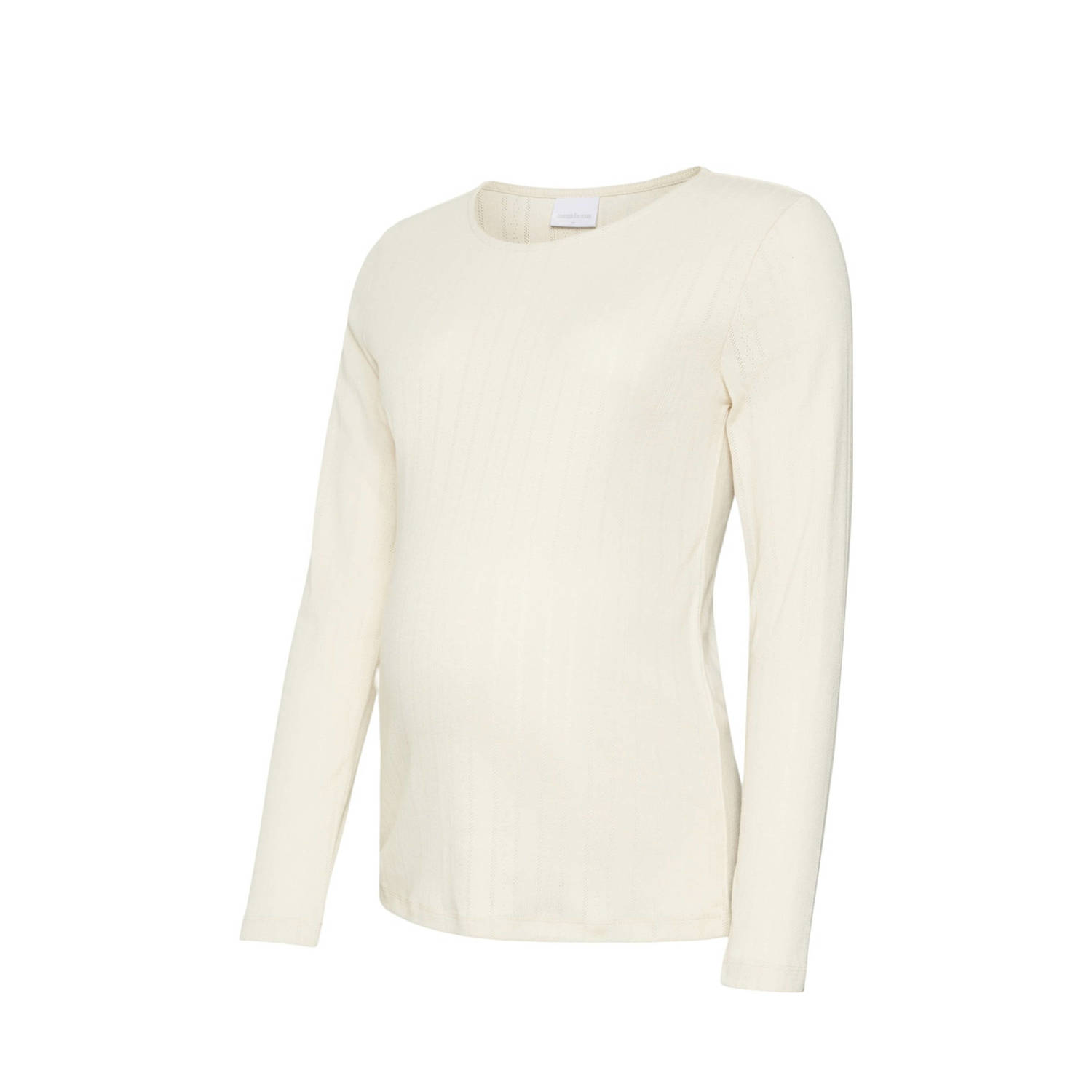 Mamalicious zwangerschapslongsleeve MLALIKA ecru Dames Katoen Ronde hals M